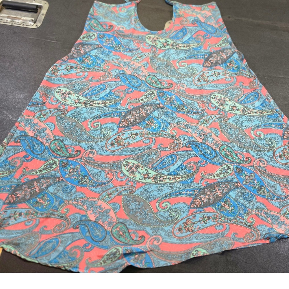 Karma Highway Paisley Halter Top Blue Coral Turquoise Boho Sleeveless Tank Indie